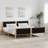 VidaXL Cadru de pat Maro și negru 200 x 200 cm Lemn masiv de pin 3394300