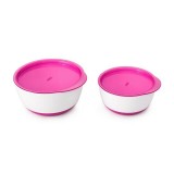 Set 2 Boluri Alimentare cu Capac Roz 200 &amp; 360 ml