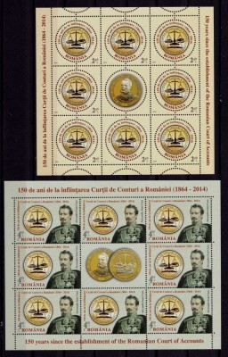 RO 2014 LP 2026 c ,&amp;quot;150 ani Curtea de Conturi a Romaniei&amp;quot; , mcoli 8M+1V , MNH foto