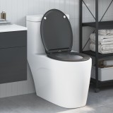 Scaun de toaletă cu eliberare rapidă vidaXL cu &icirc;nchidere lentă Duroplast Antracit
