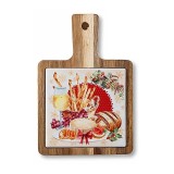 Platou servire Craciun lemn ceramica multicolora Delizia IU cm 12 x 18 H