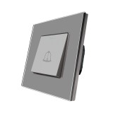 Cumpara ieftin Buton sonerie mecanic Luxion gri cu rama din sticla, design modern