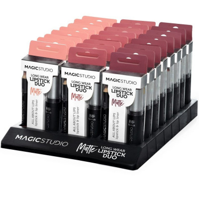 Kit Perfect Lips, Ruj de buze mat si creion pentru contur asortat, Set de 24 Buc, Magic Studio foto