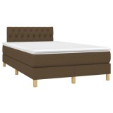 Cumpara ieftin Pat box spring cu saltea, maro inchis, 120x190 cm, textil