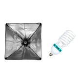 Cumpara ieftin Softbox 50x70 cm cu difuzor detasabil si cap mobil, soclu E27 si bec foto 5500K, putere 65W/325W, Palmonix