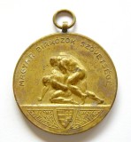 x553 UNGARIA MEDALIE SPORTIVA interbelica LUPTE GRECO ROMANE BRONZ 37mm 23g STARE FOARTE FRUMOASA