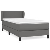 Cumpara ieftin Pat box spring cu saltea, gri, 100x200 cm, piele ecologica