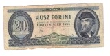 Bancnota Ungaria 20 forint/forinti 30 septembrie 1980, circulata, uzata