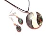 Set colier , cercei cu sidef alb si gri argintiu si sidef paua 42924