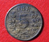 Norvegia 5 Ore 1899 - Oscar II- RAR - 700.000 monede batute (369)