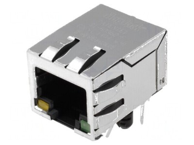 Conector RJ45 soclu PIN 8 ecranat cu diodă LED THT foto