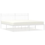 Cumpara ieftin Cadru de pat metalic cu tablie, alb, 183x213 cm