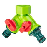 Distribuitor Y pentru furtun cu 2 valve reglabile, racord 3/4 inch