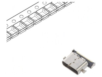 Soclu USB C pentru PCB SMT USB 3.0 Orizontal 24 PIN foto