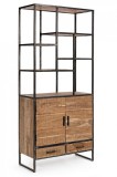 Biblioteca lemn natur si fier negru cu patina argintie Elmer 90 cm x 40 cm x 200 h
