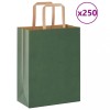 Pungi Hartie Verde 250 buc cu Manere 21x11x28 cm VidaXL, Sacose Cadouri, Cumparaturi, H&acirc;rtie Kraft 100 g/mp, Rezistente 6 kg
