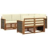 vidaXL Set canapea sectională cu pernă 6 pcs Natural și Crem 3384466