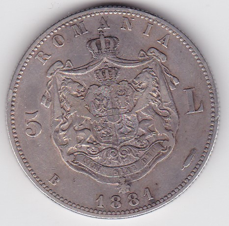 ROMANIA 5 LEI 1881