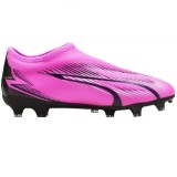 Ghete Fotbal Copii Puma Ultra Match LL FG Roz, Fara Siret, Teren Iarba Naturala, Marimi Diverse