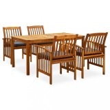 Cumpara ieftin Gossi set mobilier de gradina cu perne, 5 piese, lemn masiv de acacia