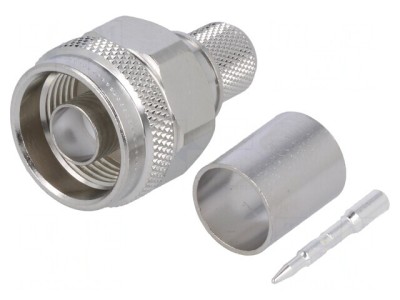Mufă N Tată Drept 50&amp;Omega; PTFE Argintat RG213 Crimpat foto