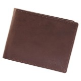 Cumpara ieftin Portofel barbati, maro inchis 12 x 9 x 2 cm din piele naturala de vita, pliabil, 6 sloturi carduri, compartiment monede si fermoar interior