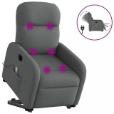 vidaXL Fotoliu electric masaj rabatabil cu ridicare, gri &icirc;nchis textil