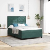 Cumpara ieftin Pat cu arcuri cu headboard Verde inchis 140 x 200 cm Catifea