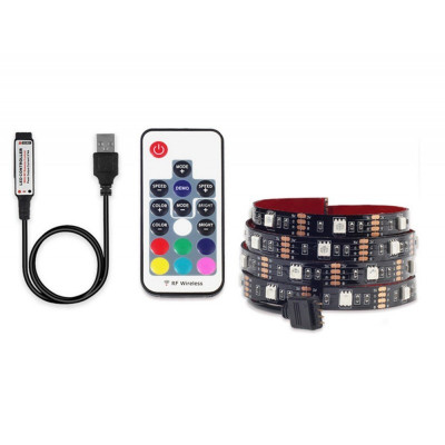Banda LED Multicolor USB 5050 RGB Flexibila Decorat Exterior Interior 1M Waterproof cu Telecomanda foto
