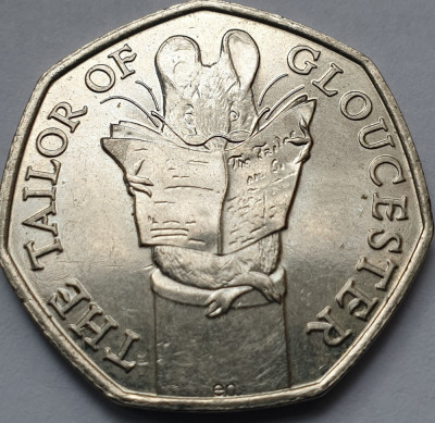 Monedă 50 pence 2018 Marea Britanie , Taylor of Gloucester, seria Peter Rabbit foto