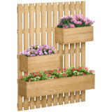 Jardiniera pentru exterior din lemn cu 3 ghivece detasabile, jardiniera verticala cu orificii de scurgere, 60x16x80cm | AOSOM RO, Outsunny