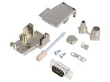 D-Sub 9 PIN Mufă Tată Lipire pe Cablu Neagră Set Complet