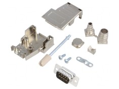 D-Sub 9 PIN Mufă Tată Lipire pe Cablu Neagră Set Complet