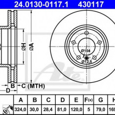 Disc frana BMW Seria 7 (E65, E66, E67) (2001 - 2009) ATE 24.0130-0117.1