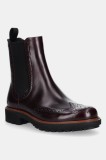 Ecco ghete chelsea de piele Metropole Oslo Chelsea culoarea roșu, cu toc plat, 232883-61291