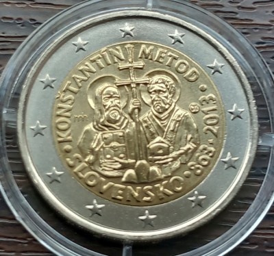 (M1867) MONEDA SLOVACIA - 2 EURO 2013, 1150 ANI MISIUNEA CONSTANTIN SI METODIU foto