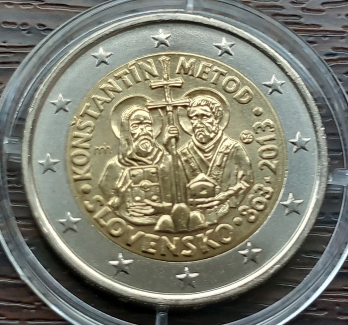 (M1867) MONEDA SLOVACIA - 2 EURO 2013, 1150 ANI MISIUNEA CONSTANTIN SI METODIU