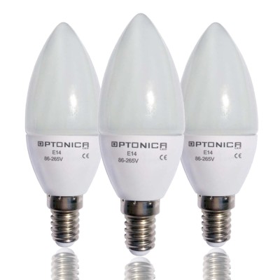 Set 3 becuri LED OptonicaLED, E14, 6W (40W), 480 lm, A+, lumina neutra foto