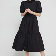 Desigual rochie din bumbac culoarea negru, midi, evazati