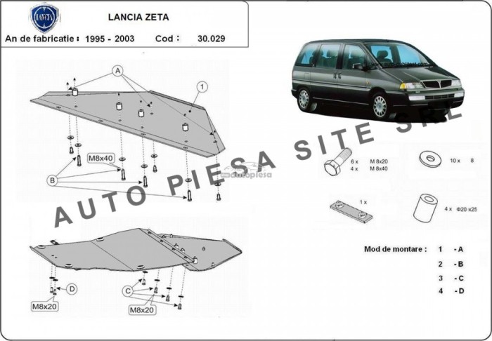 Scut metalic motor Lancia Zeta fabricata in perioada 1995 - 2003 APS-30,029