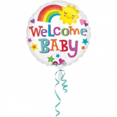 Balon botez folie metalizata 43cm Welcome Baby Bright foto