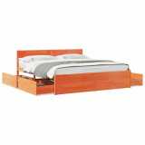 Cadru de pat cu sertare maro ceruit, 200x200 cm, lemn masiv pin GartenMobel Dekor, vidaXL