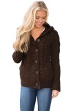 B736-8 Cardigan cu gluga model tricotat