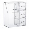 Organizator Machiaj Pufo 4 Compartimente: Pensule, Rujuri, Bijuterii, Creioane - Transparent 21cm