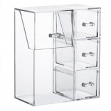 Organizator suport Pufo pentru pensule de machiaj, rujuri, creioane, bijuterii, 4 compartimente, 21 cm