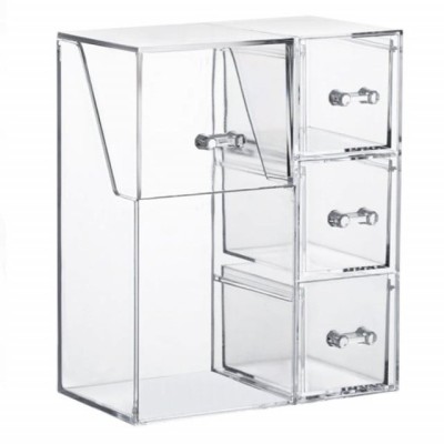 Organizator suport Pufo pentru pensule de machiaj, rujuri, creioane, bijuterii, 4 compartimente, 21 cm foto