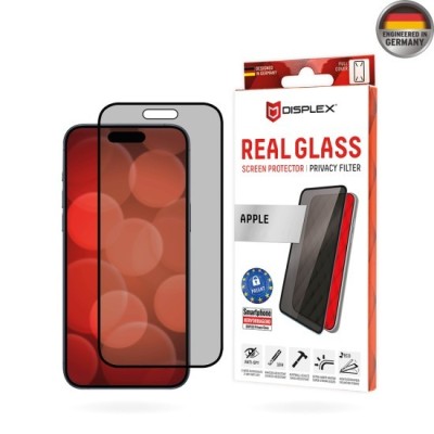 Folie pentru iPhone 16 - Displex Real Glass Privacy Full Cover - Black foto
