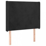 Cumpara ieftin Tablie de pat cu aripioare, negru, 93x16x118/128 cm, catifea