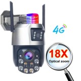 Camera de Supraveghere 4G ,PTZ, TSS-EP5-4G cu Doua Lentile 3MP/3MP, IR 60m ,18X Zoom, Detectia Miscarii, Slot Card ,App ICSee