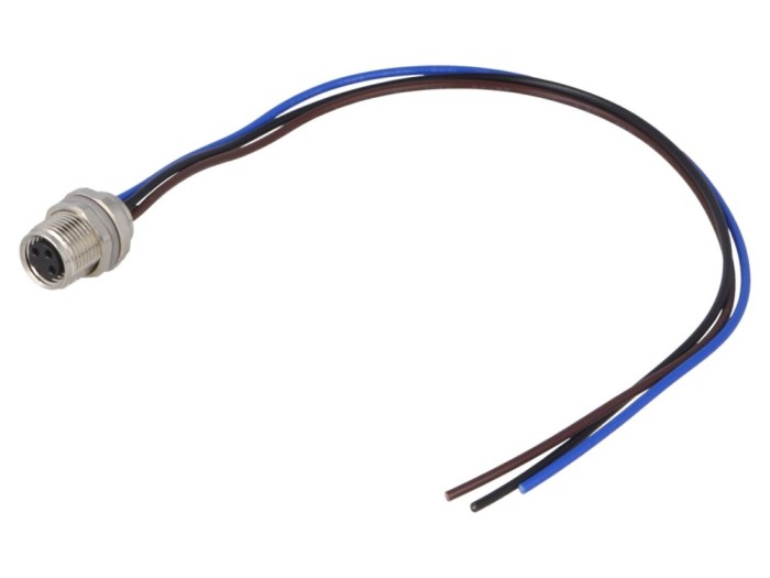 Conector M8 mamă 3 pini filet interior